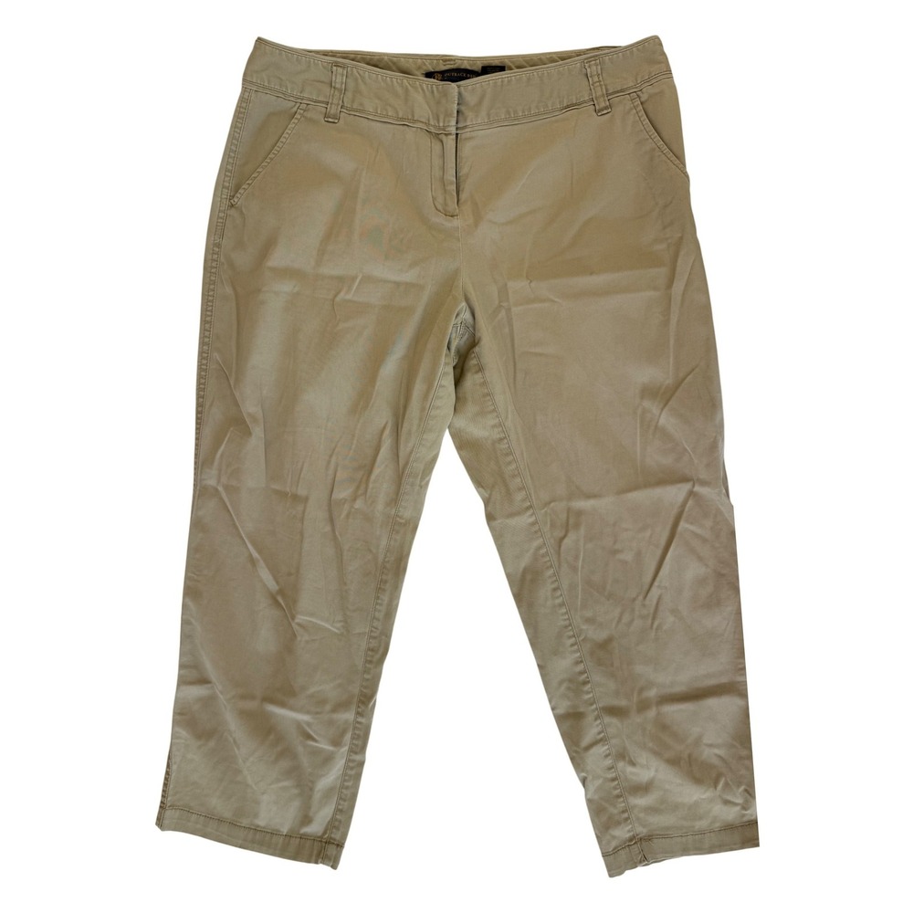 Outback Red Womens Cropped Khaki Chino Pants 32 Tan Casual Stretch Capris - Picture 1 of 6